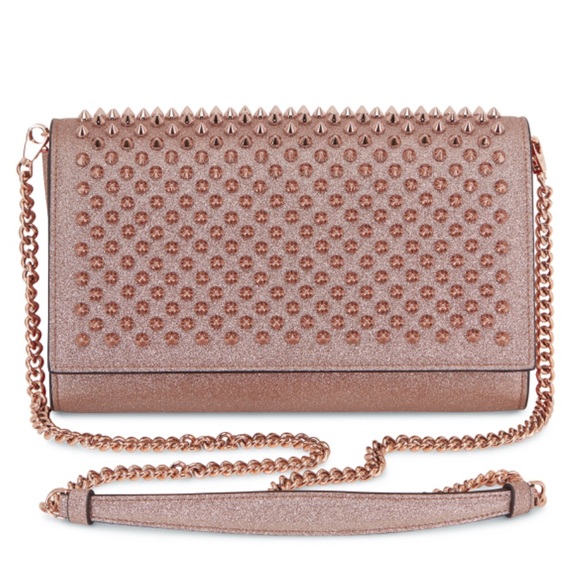 Christian Louboutin Handbags - Christian Louboutin New PinkGlitter Spiked Clutch